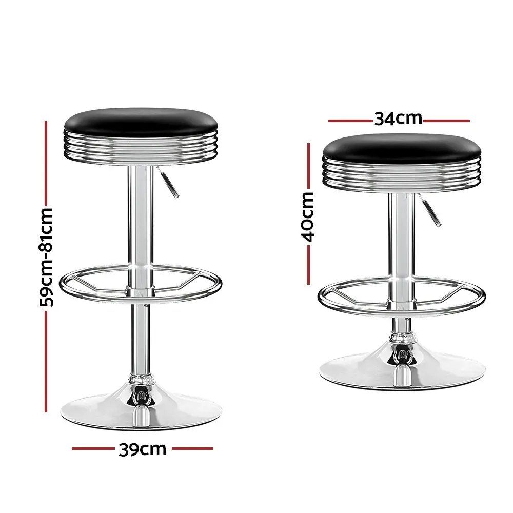 Artiss 2x Bar Stools Leather Padded Gas Lift Silver