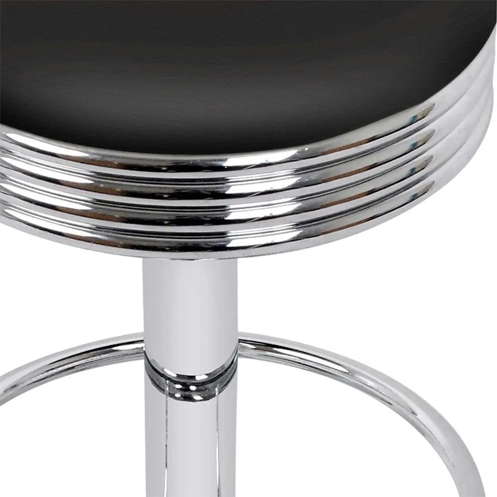 Artiss 2x Bar Stools Leather Padded Gas Lift Silver