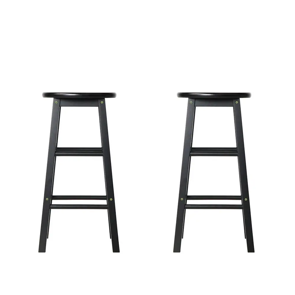 Artiss 2x Bar Stools Round Chairs Wooden Black