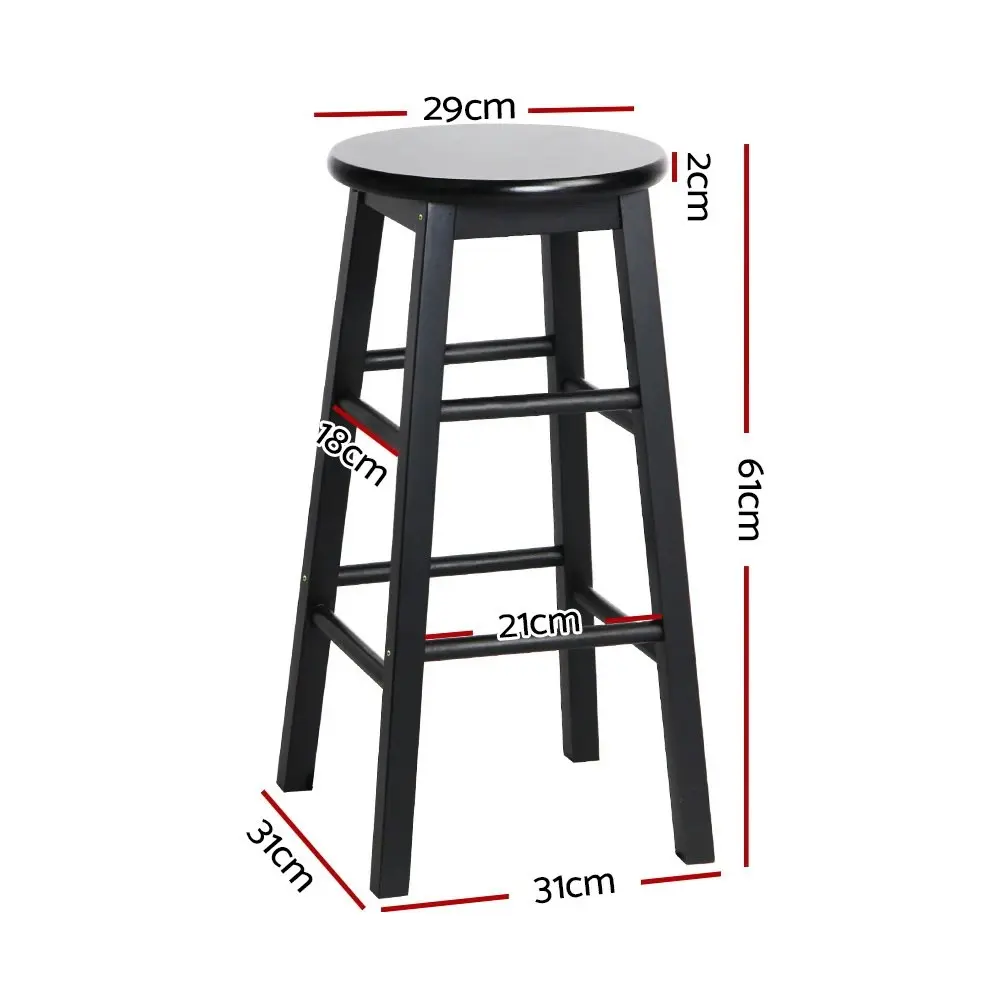 Artiss 2x Bar Stools Round Chairs Wooden Black