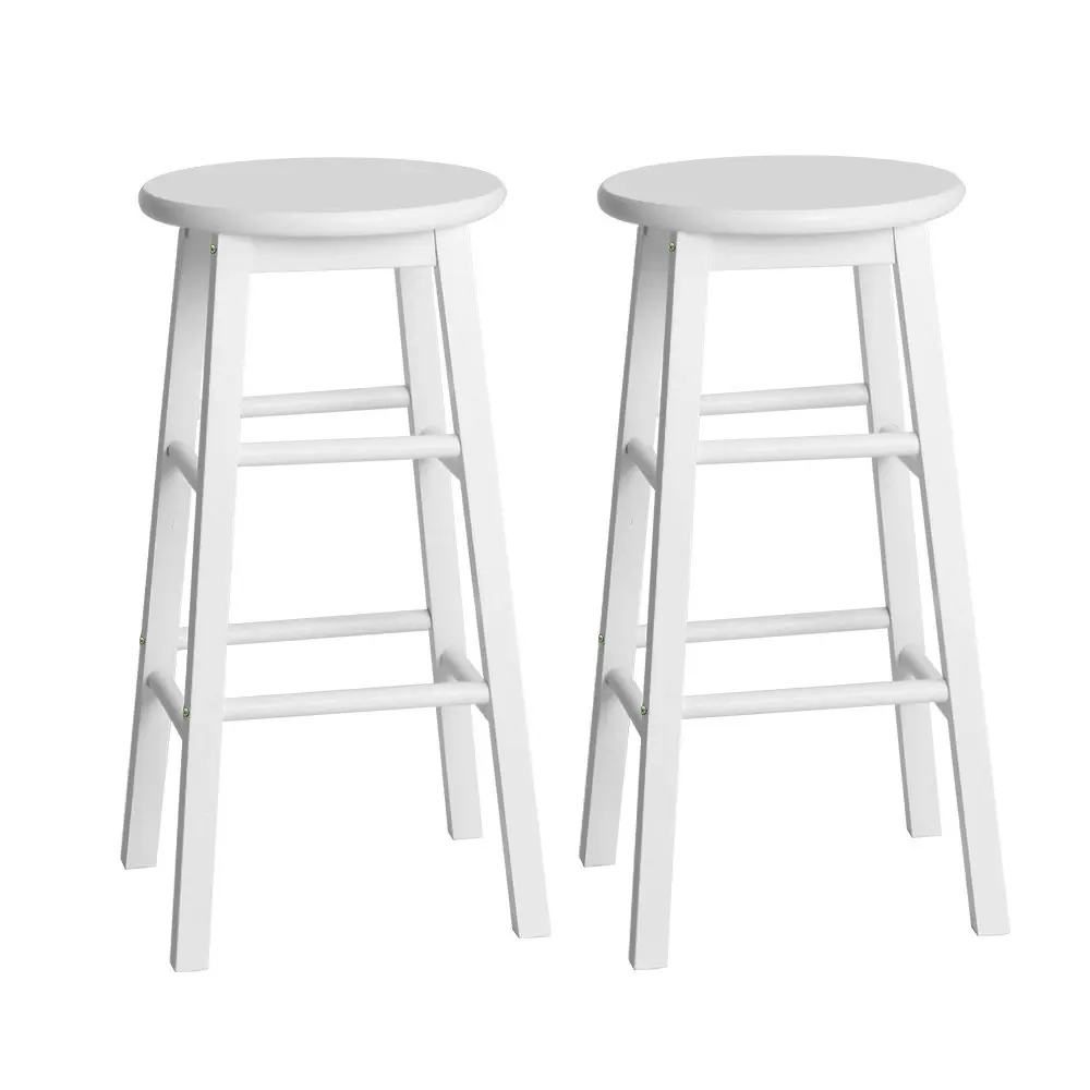 Artiss 2x Bar Stools Round Chairs Wooden White