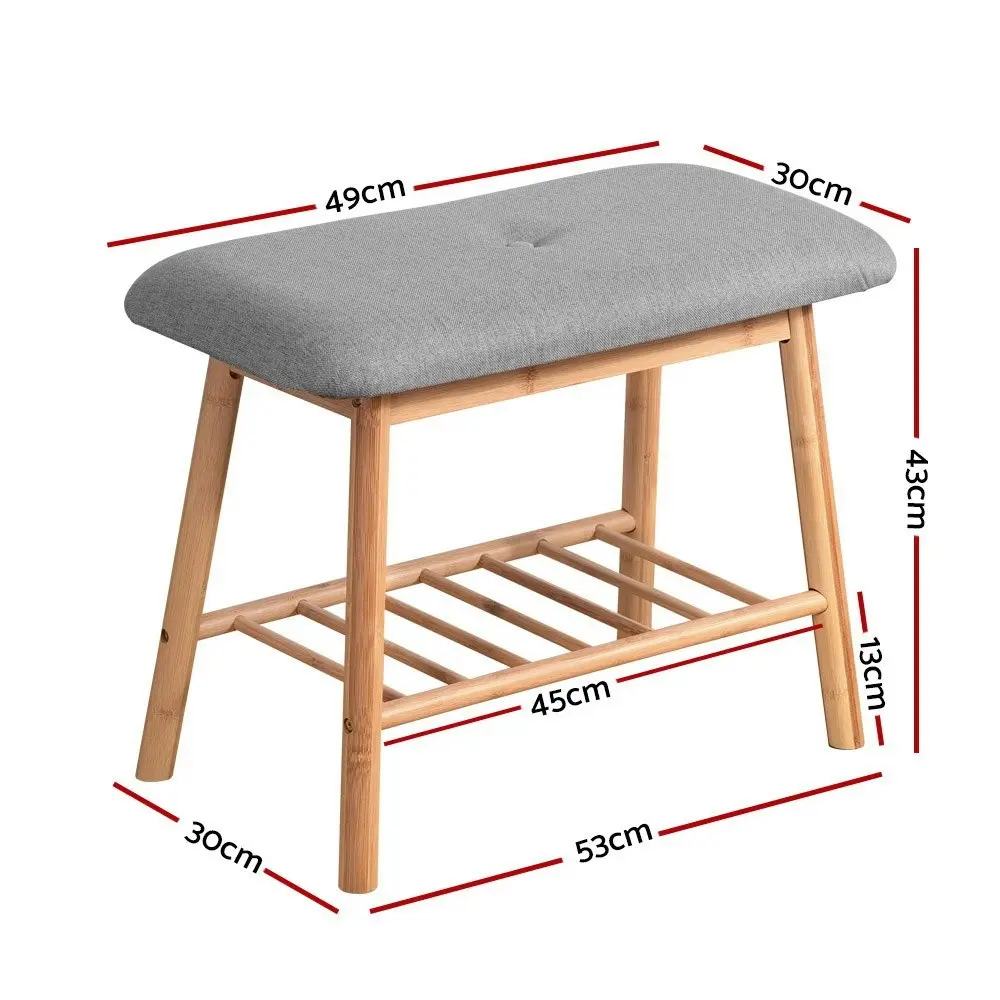 Artiss Shoe Rack Shoe Bench Fabric Seat 2 Pairs