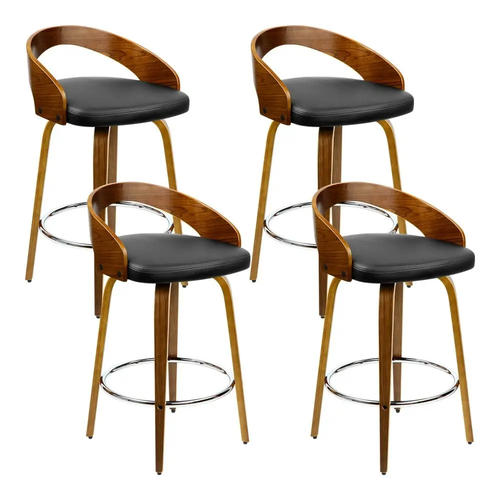 Artiss 4x Bar Stools Swivel Seat Curving Backrest