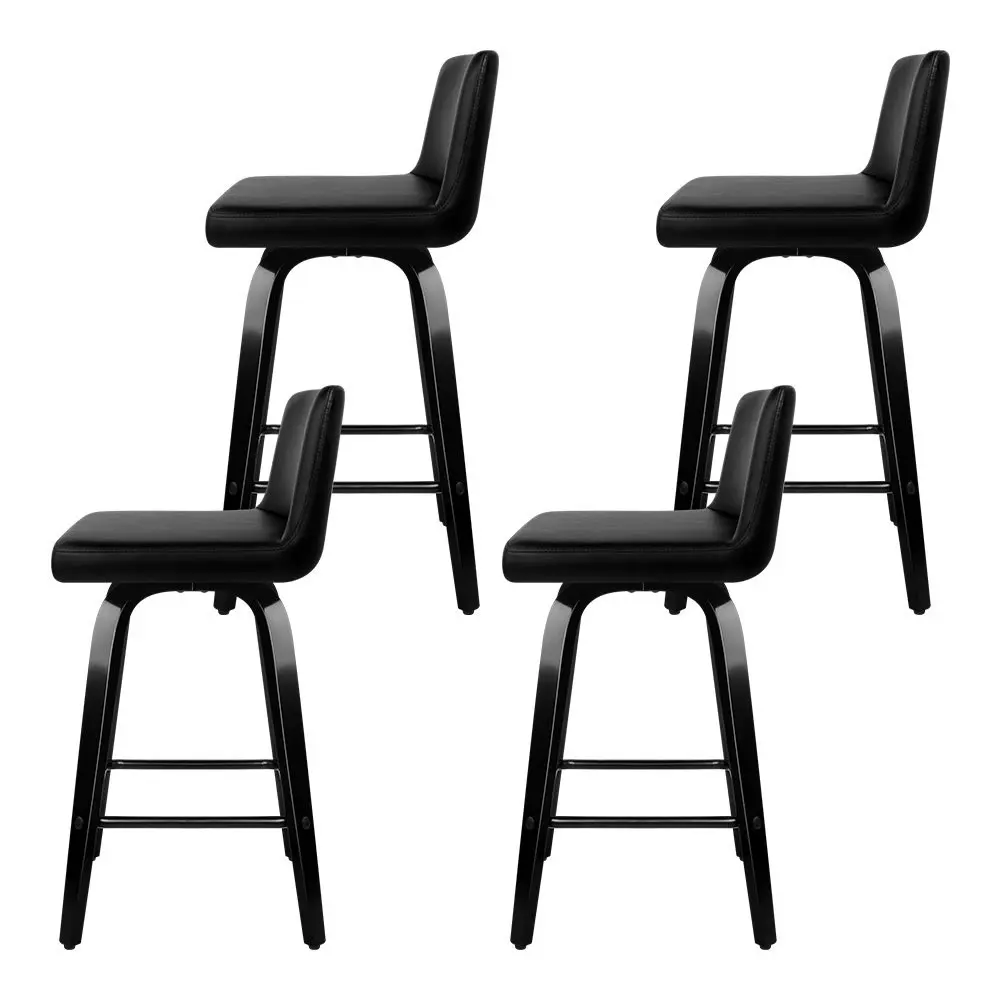 Artiss 4x Bar Stools Swivel Leather Padded Black