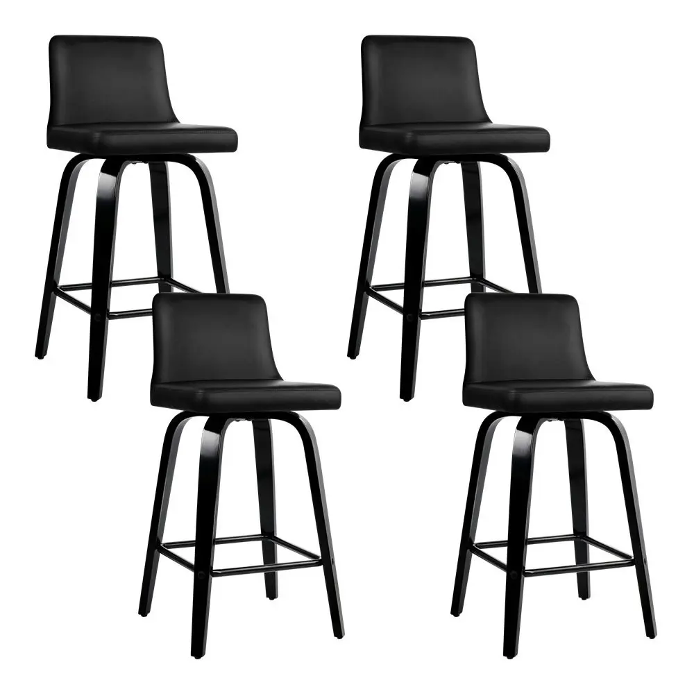 Artiss 4x Bar Stools Swivel Leather Padded Black