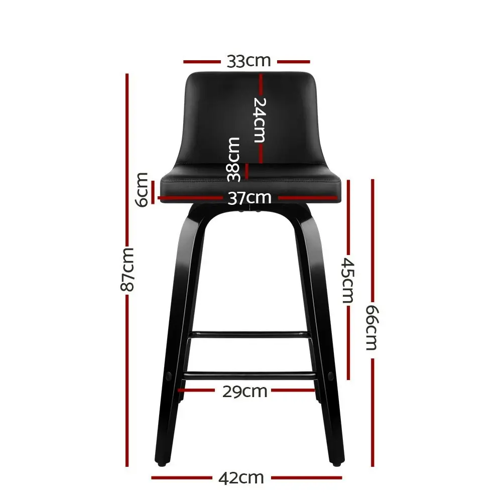 Artiss 4x Bar Stools Swivel Leather Padded Black