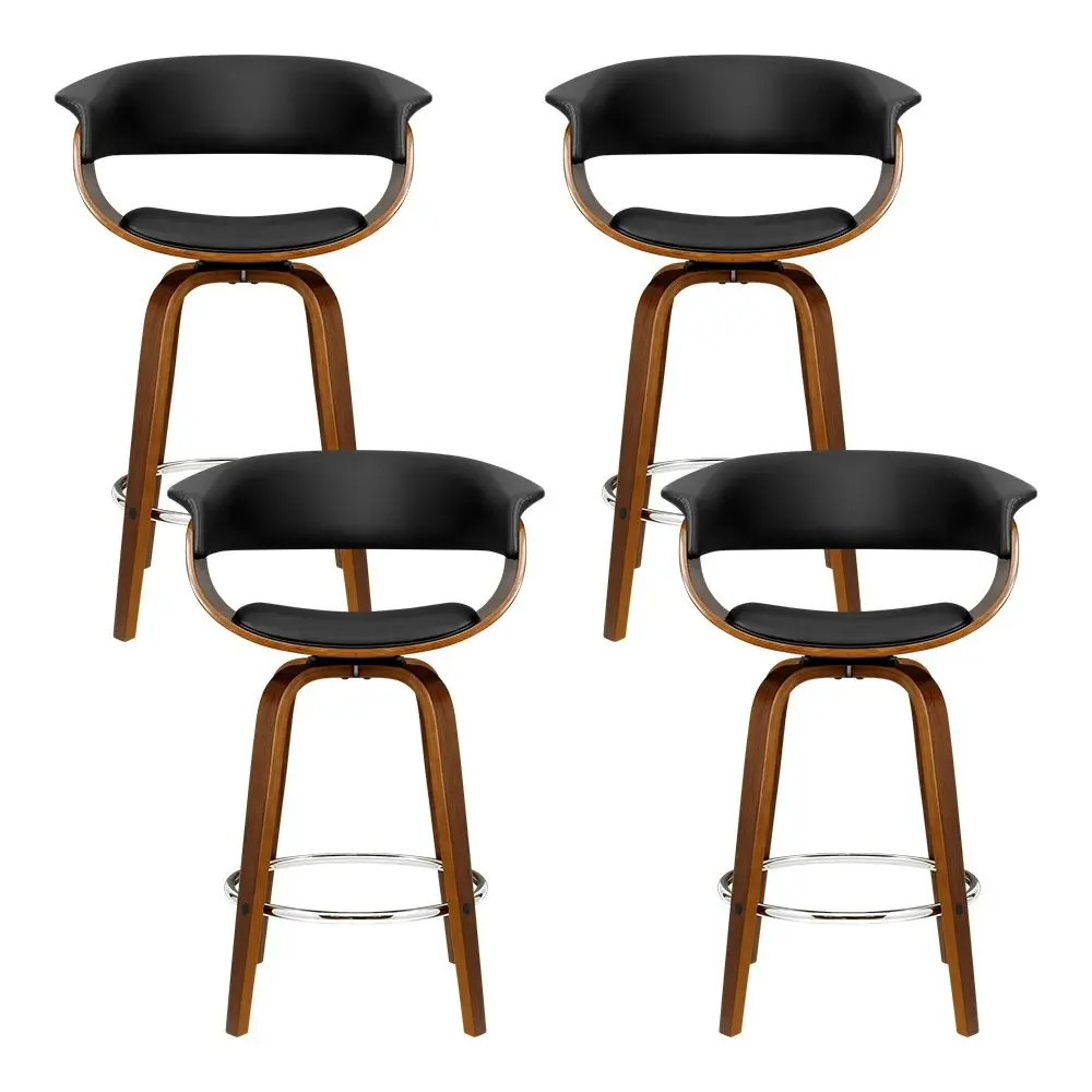 Artiss 4x Bar Stools Swivel PU Seat Wooden