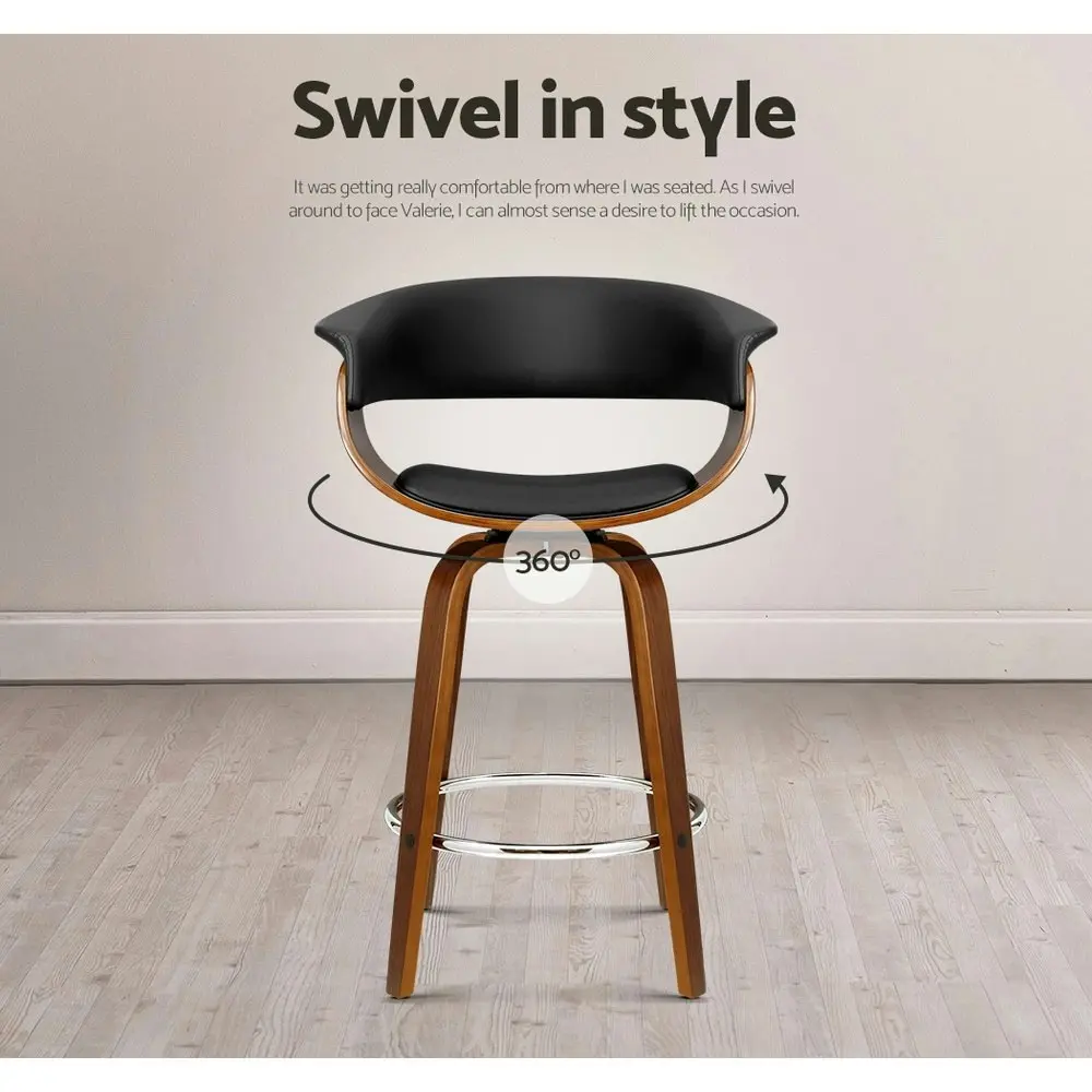 Artiss 4x Bar Stools Swivel PU Seat Wooden