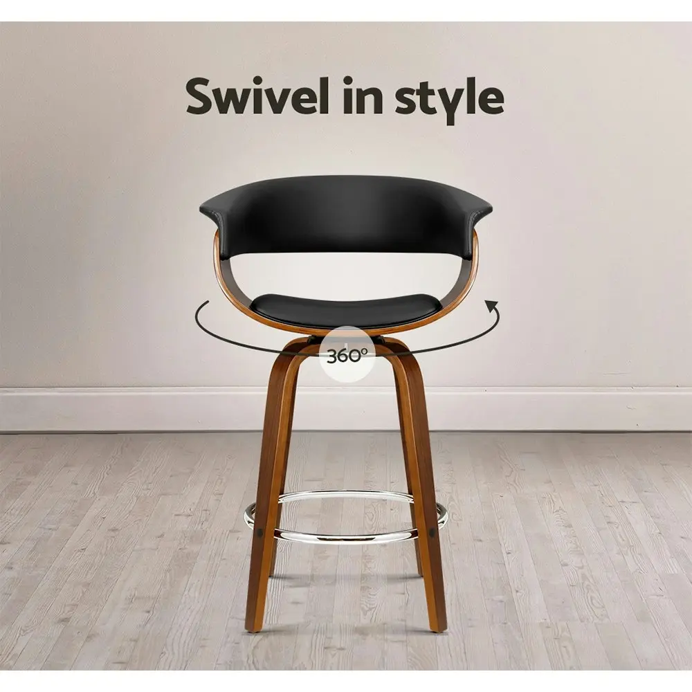 Artiss Bar Stools Swivel PU Seat Wooden