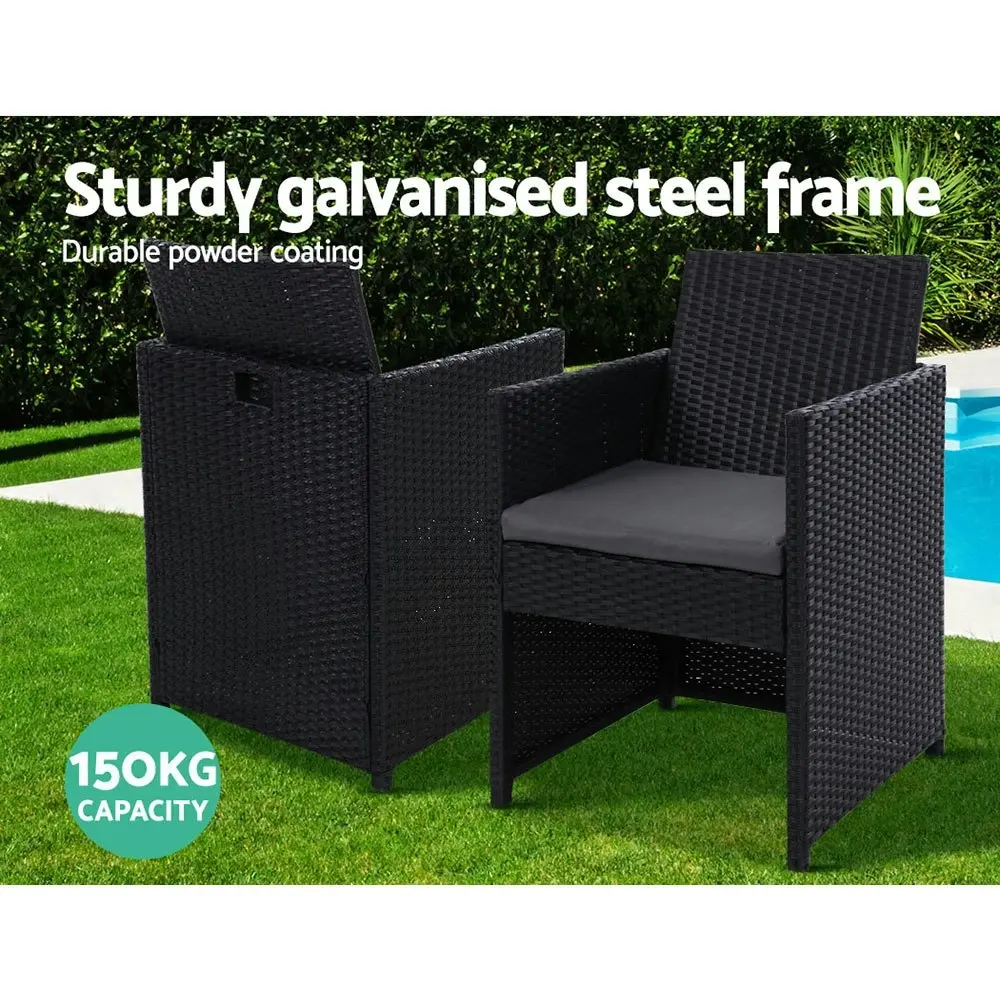 Gardeon 2PC Outdoor Dining Chairs Patio Furniture Wicker Garden Cushion Hugo