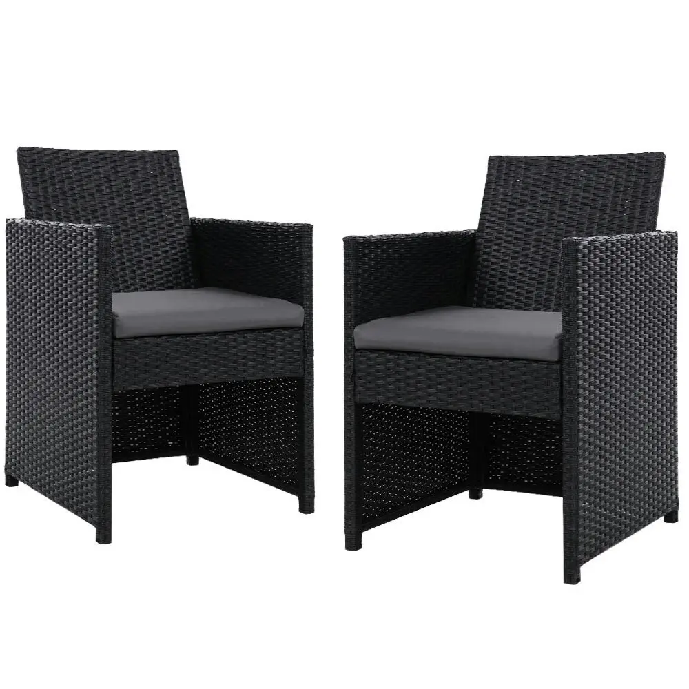 Gardeon 2PC Outdoor Dining Chairs Patio Furniture Wicker Garden Cushion Hugo