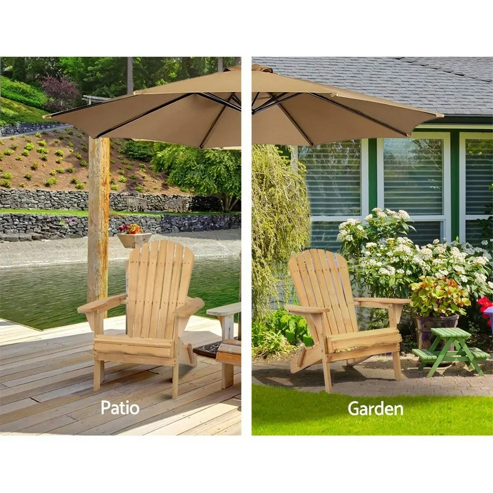 Gardeon Adirondack Outdoor Wooden Chair Patio Furniture Garden Natural