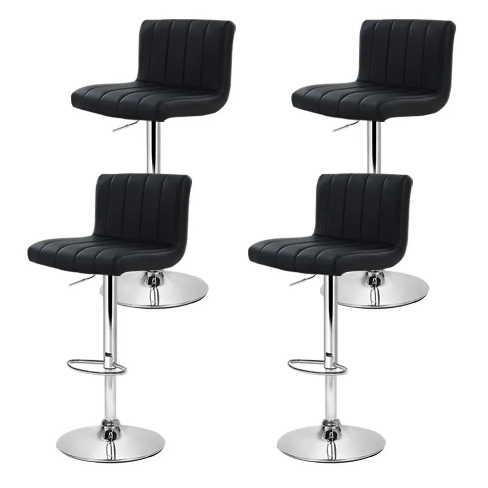 Artiss 4x Bar Stools Gas Lift Leather Black