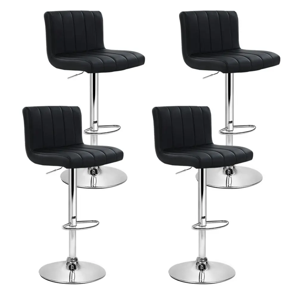 Artiss 4x Bar Stools Gas Lift Leather Black