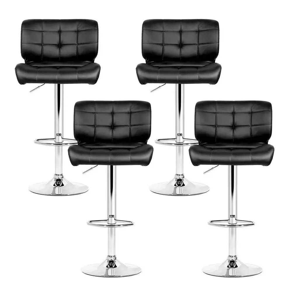 Artiss 4x Bar Stools Gas Lift Leather Padded Black