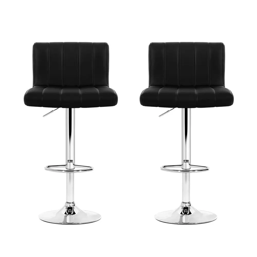 Artiss 2x Bar Stools Gas Lift Leather Chairs Black