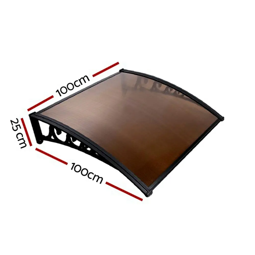 Instahut Window Door Awning? 1mx1m Brown Hollow Sheet Plastic Frame