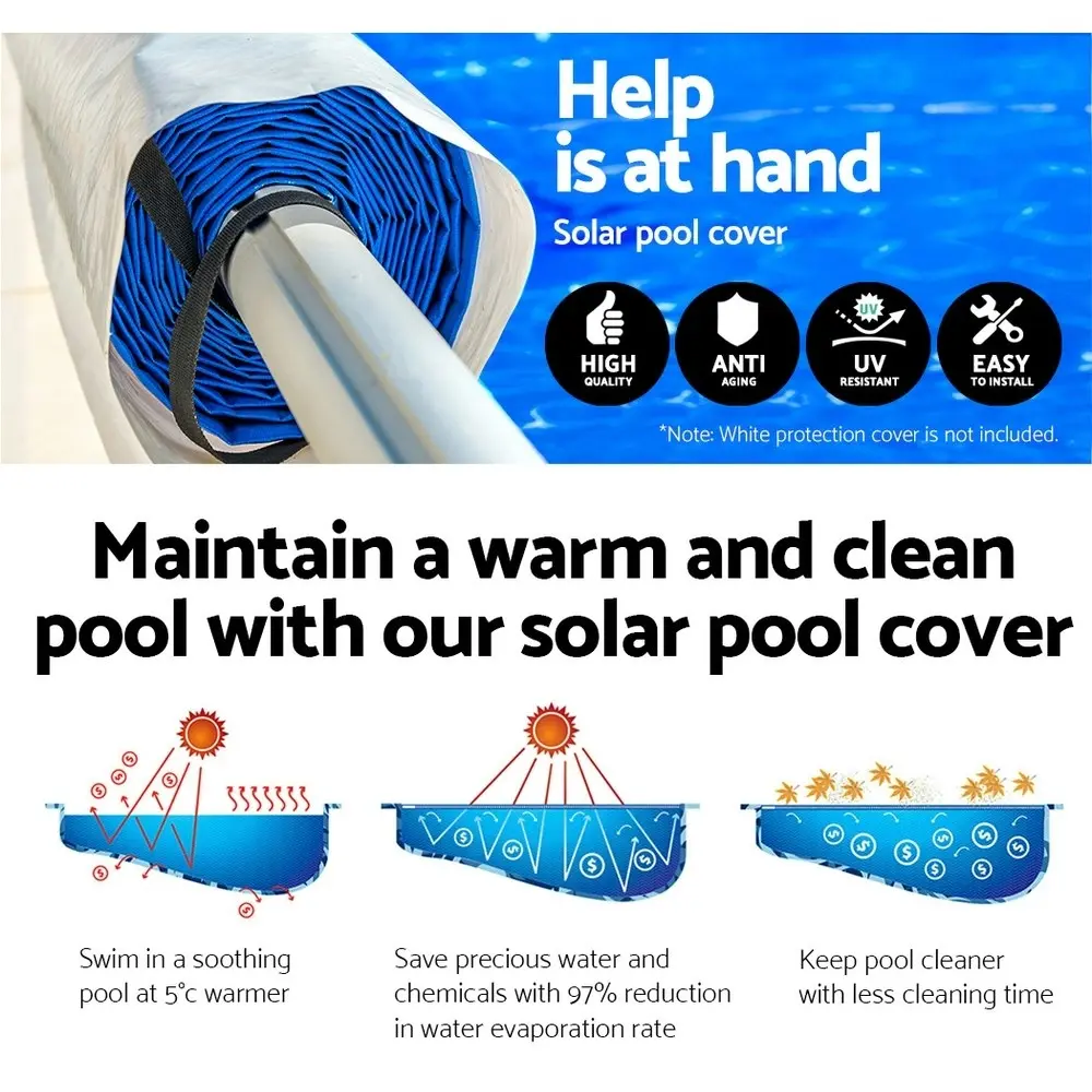 Aquabuddy Pool Cover 9.5x5m 400 Micron Swimming Pool Solar Blanket 5.5m Roller