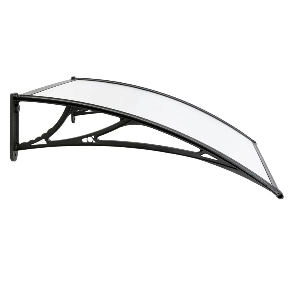 Instahut Window Door Awning Canopy 1mx2m Transparent Sheet Black Plastic Frame