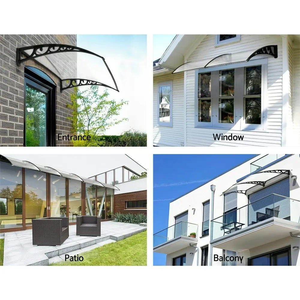 Instahut Window Door Awning? 1mx6m Transparent Hollow Sheet Plastic Frame