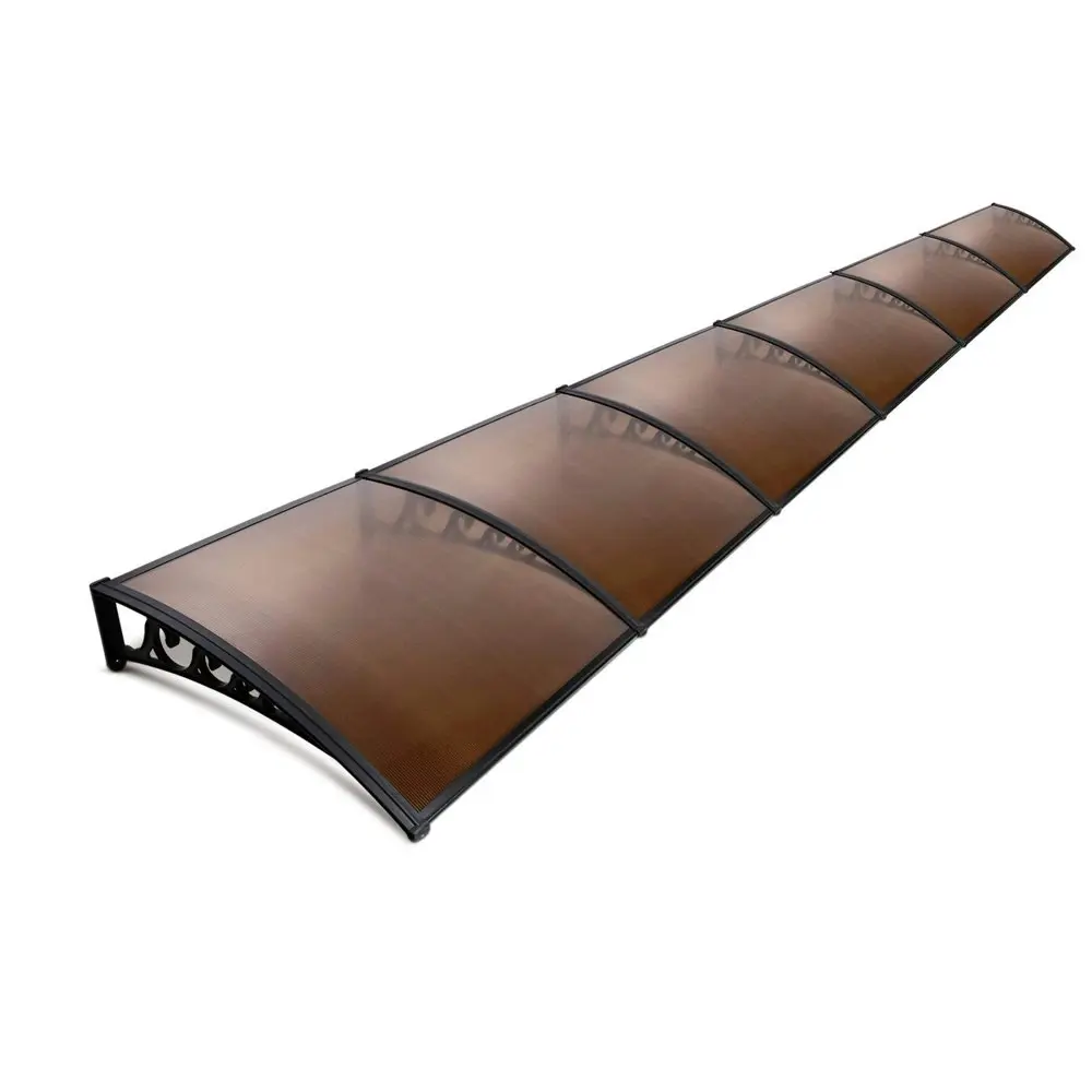 Instahut Window Door Awning? 1mx6m Brown Hollow Sheet Plastic Frame