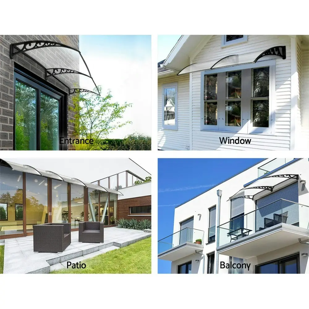 Instahut Window Door Awning? 1mx2.4m Transparent Hollow Sheet Plastic Frame