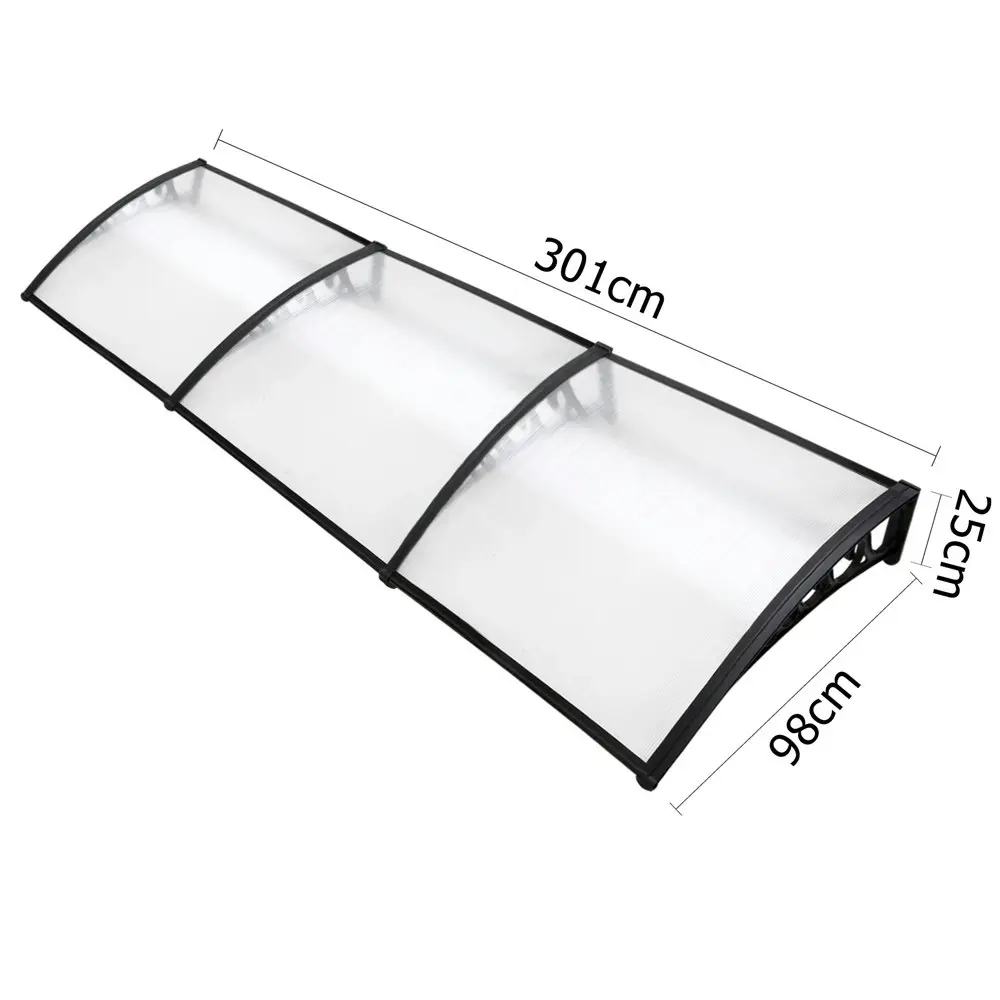 Instahut Window Door Awning? 1mx3m Transparent Hollow Sheet Plastic Frame