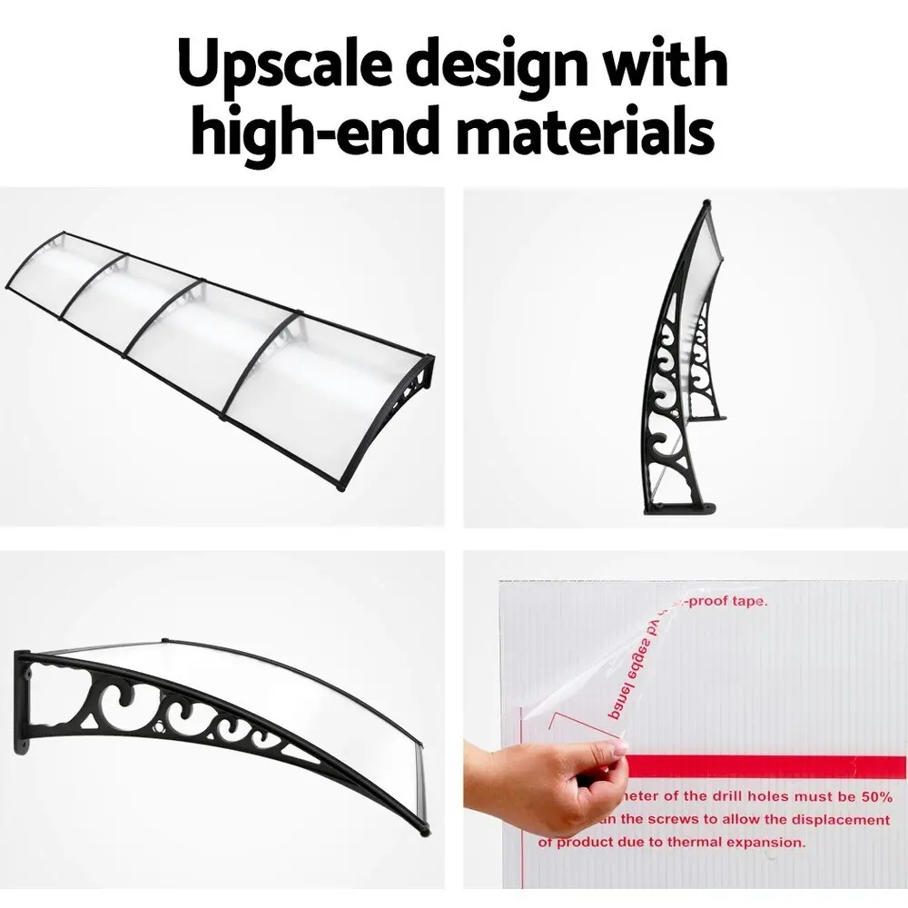 Instahut Window Door Awning? 1mx4m Transparent Hollow Sheet Plastic Frame