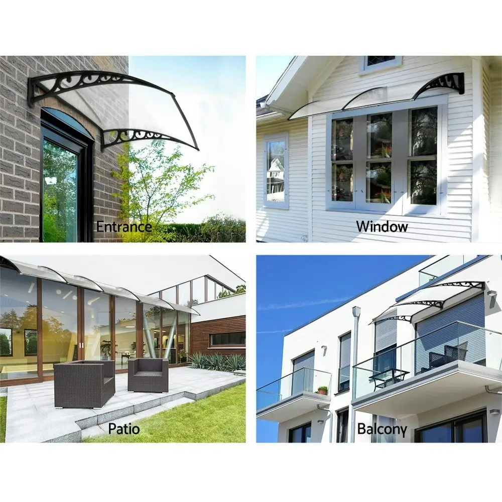 Instahut Window Door Awning? 1mx4m Transparent Hollow Sheet Plastic Frame