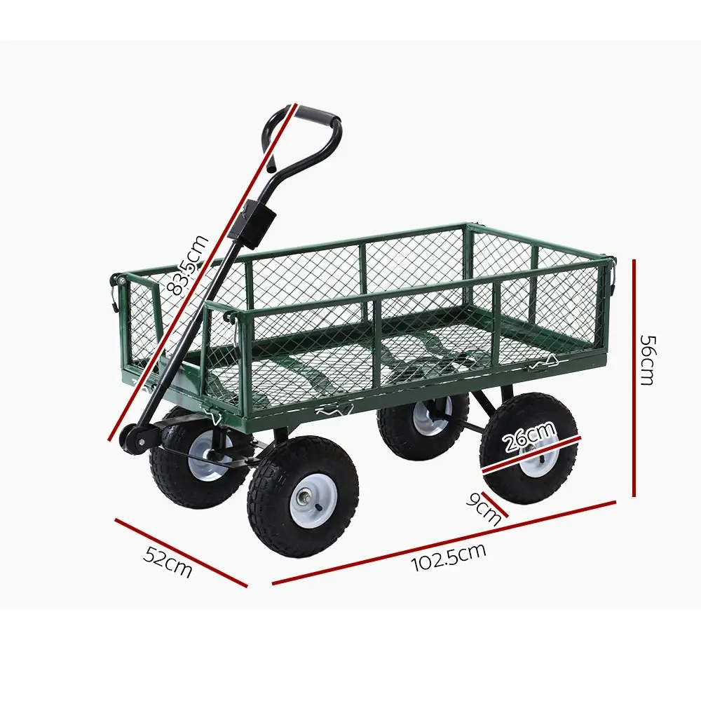 Gardeon 360kg Mesh Garden Cart Steel Removable Sides Trolley Wagon ATV Trailer