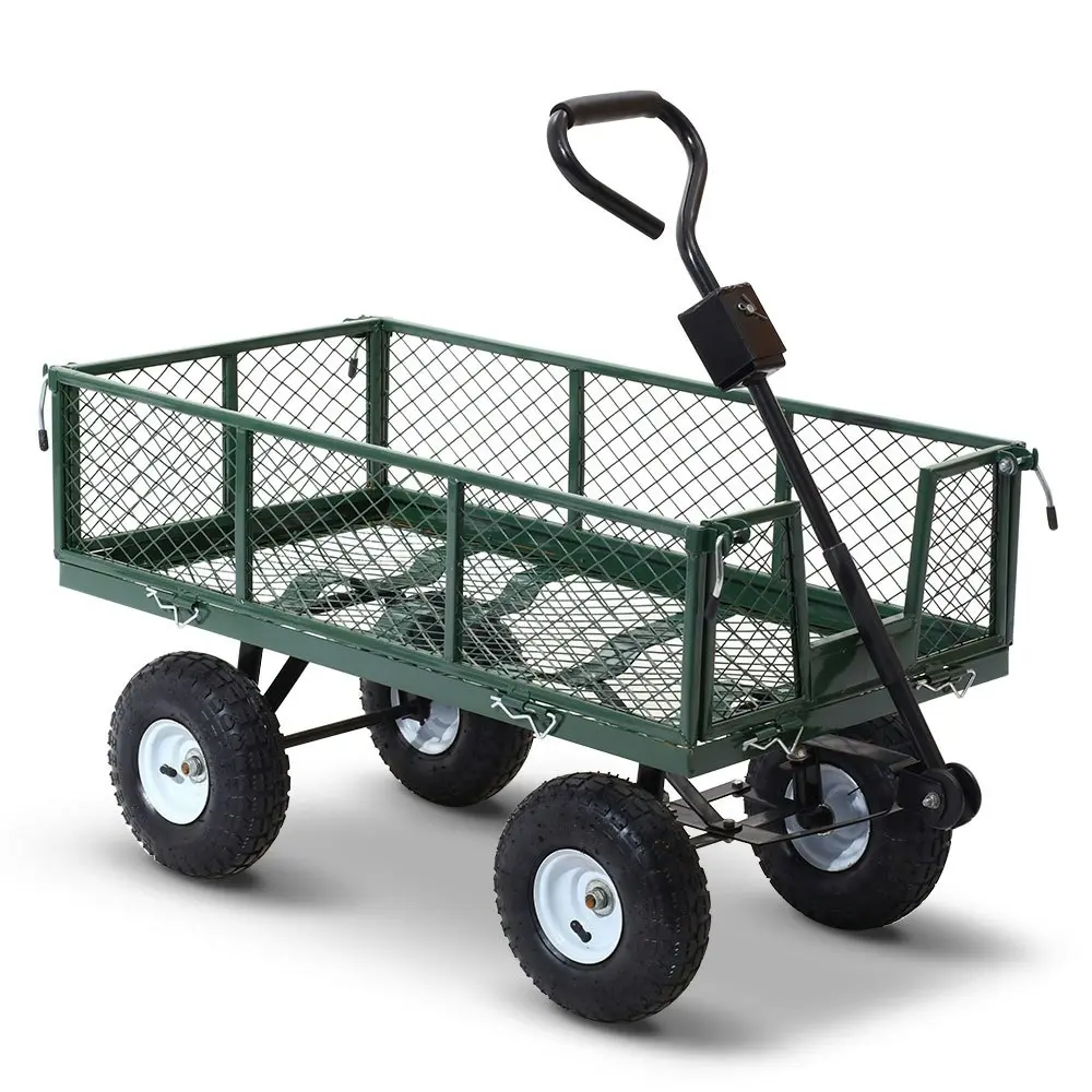 Gardeon 360kg Mesh Garden Cart Steel Removable Sides Trolley Wagon ATV Trailer