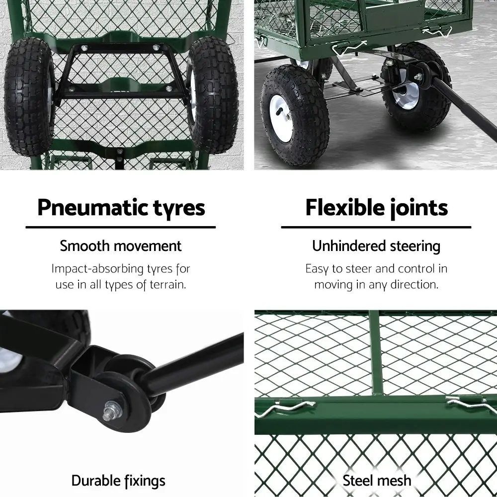 Gardeon 360kg Mesh Garden Cart Steel Removable Sides Trolley Wagon ATV Trailer