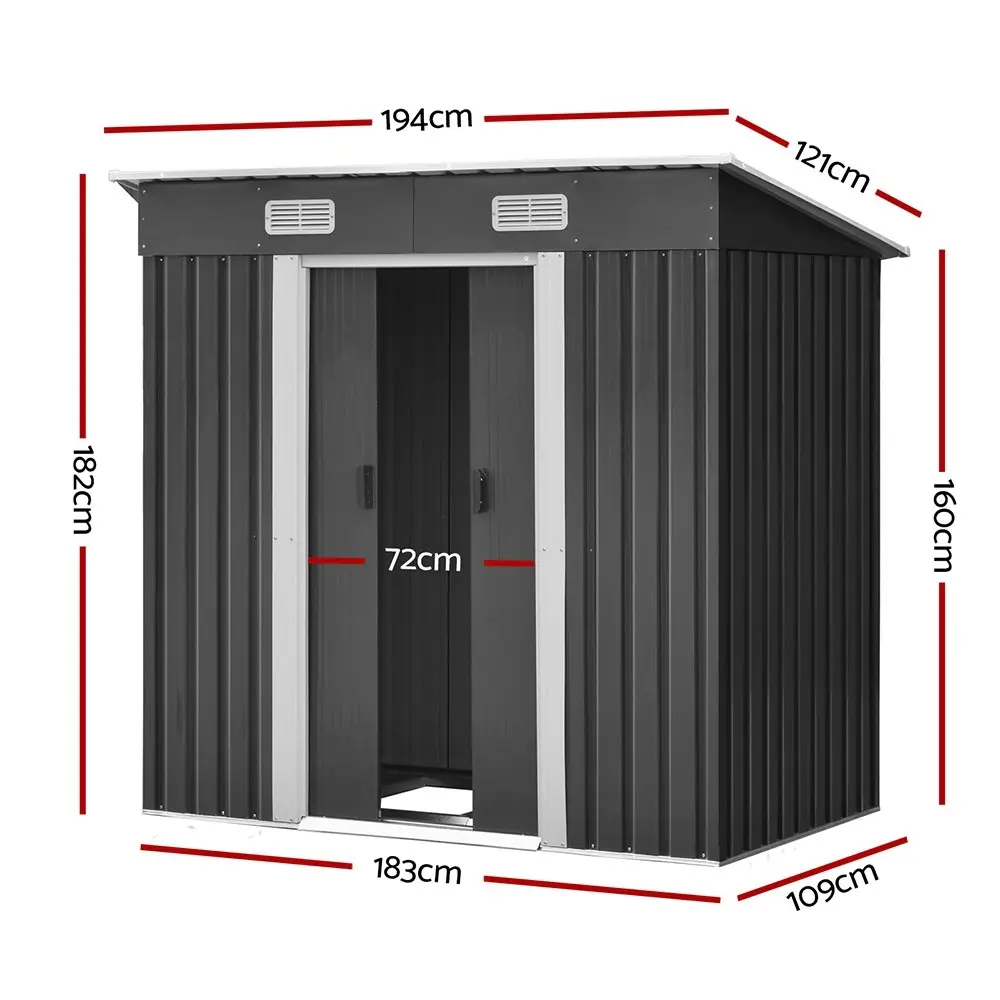 Giantz Garden Shed 1.94x1.21M w/Metal Base Sheds Outdoor Storage Tool Steel House Sliding Door