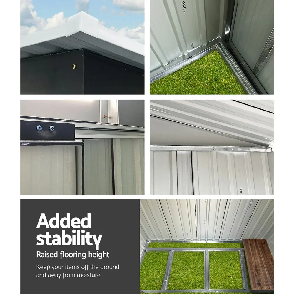 Giantz Garden Shed 1.94x1.21M w/Metal Base Sheds Outdoor Storage Tool Steel House Sliding Door