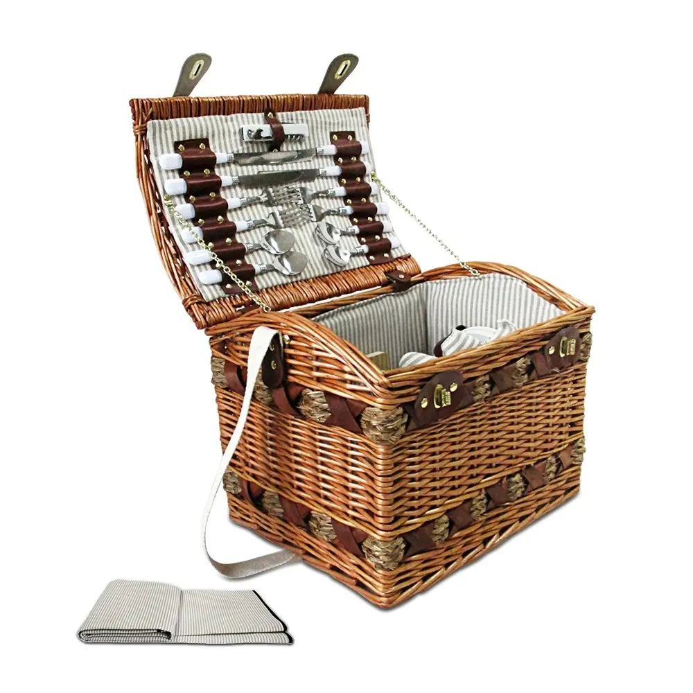 Alfresco 4 Person Picnic Basket Set Storage Blanket