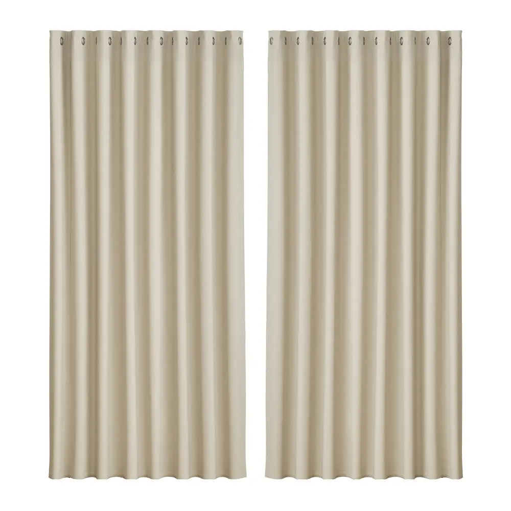 Artiss 2X Blockout Curtains Eyelet 300x230cm Beige