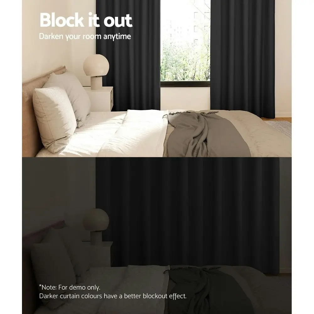 Artiss 2X Blockout Curtains Eyelet 300x230cm Black