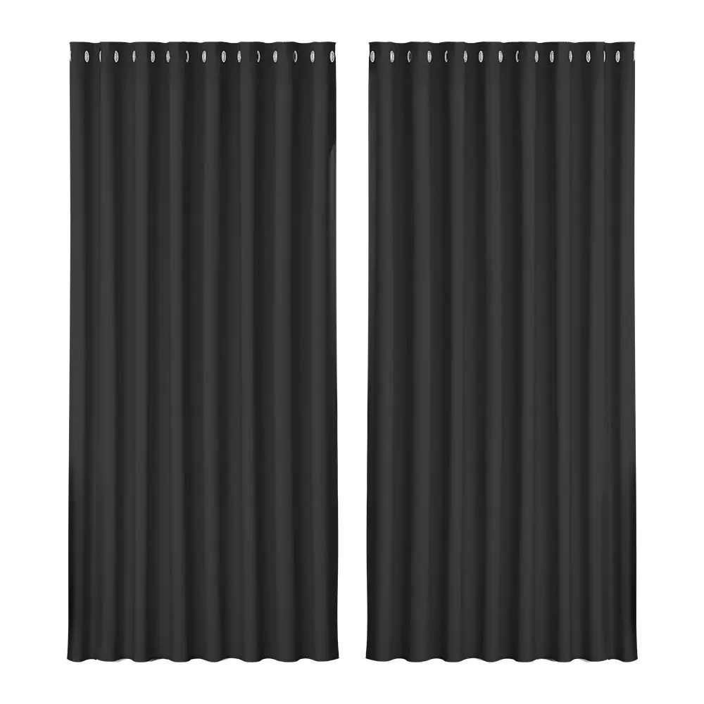 Artiss 2X Blockout Curtains Eyelet 300x230cm Black