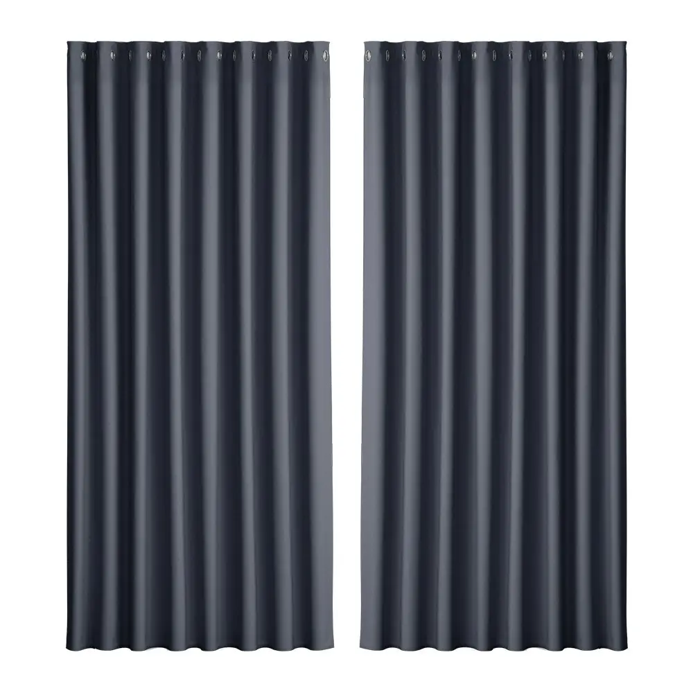 Artiss 2X Blockout Curtains Eyelet 300x230cm Charcoal