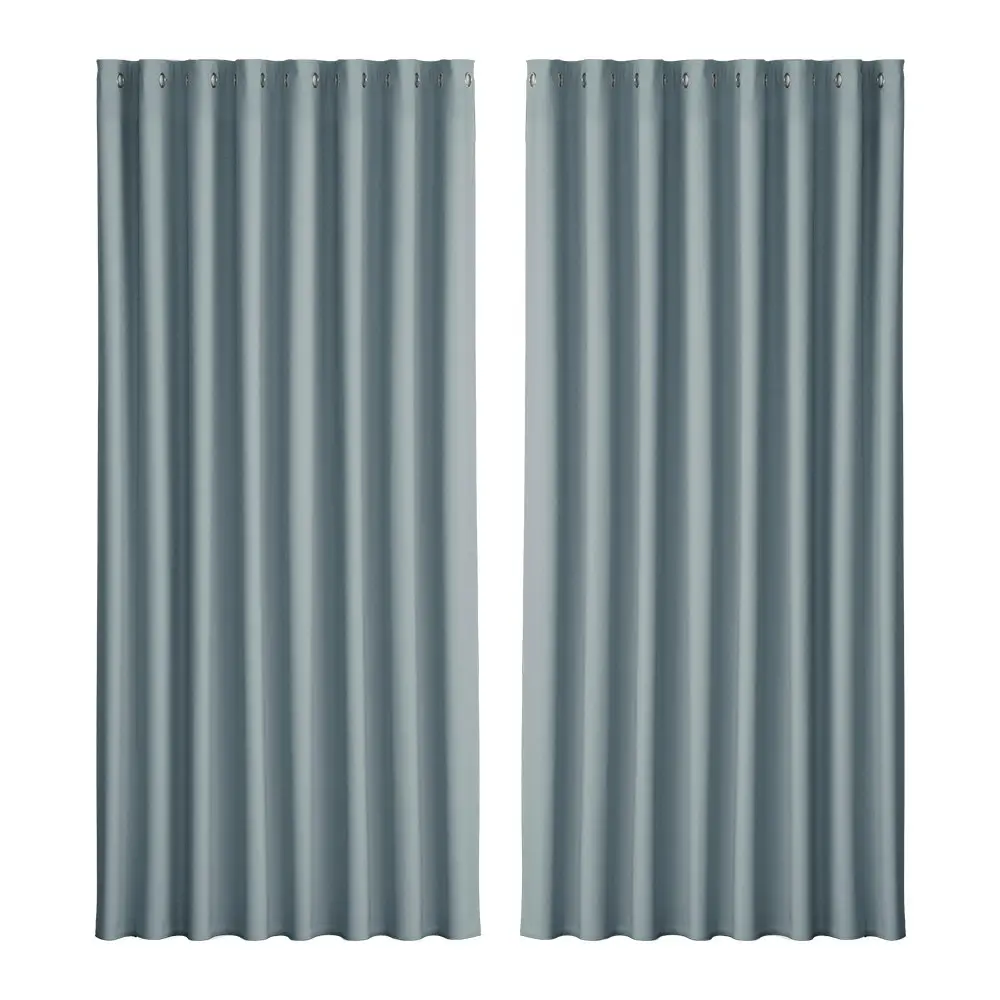 Artiss 2X Blockout Curtains Eyelet 300x230cm Grey