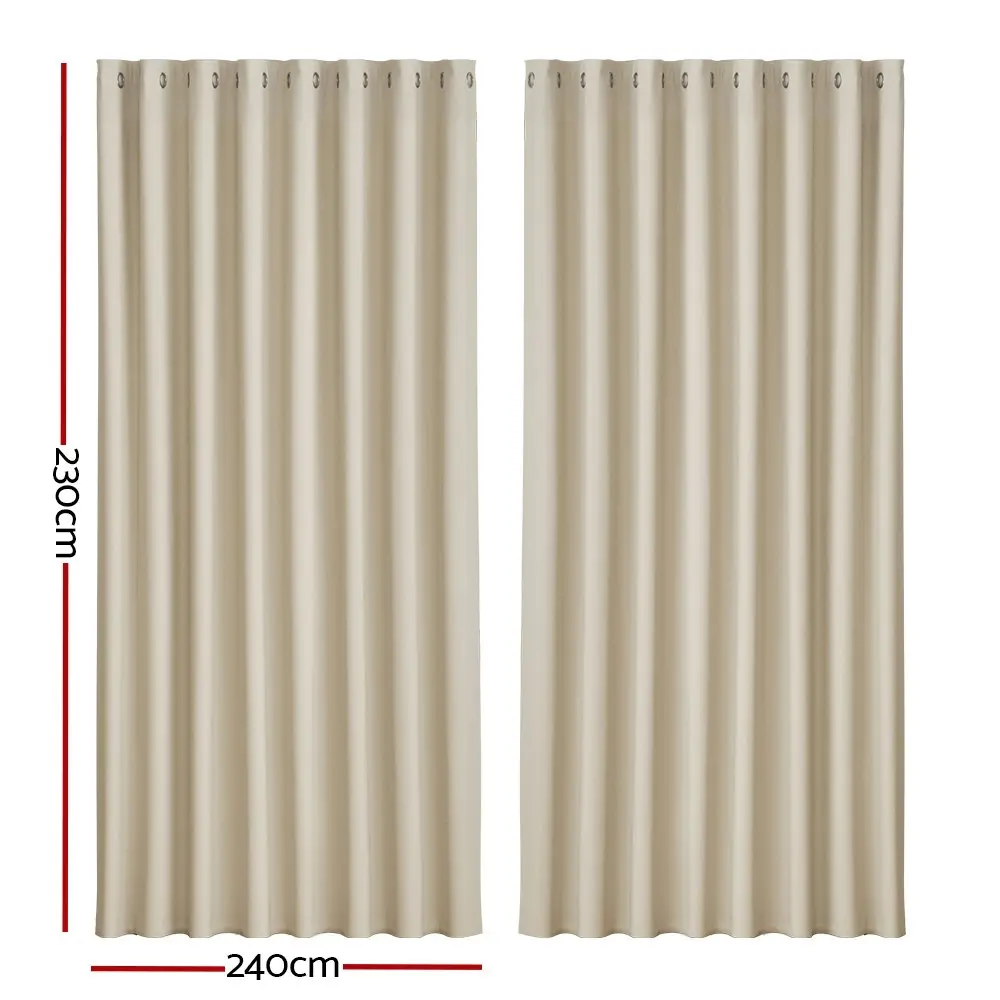 Artiss 2X Blockout Curtains Eyelet 240x230cm Beige