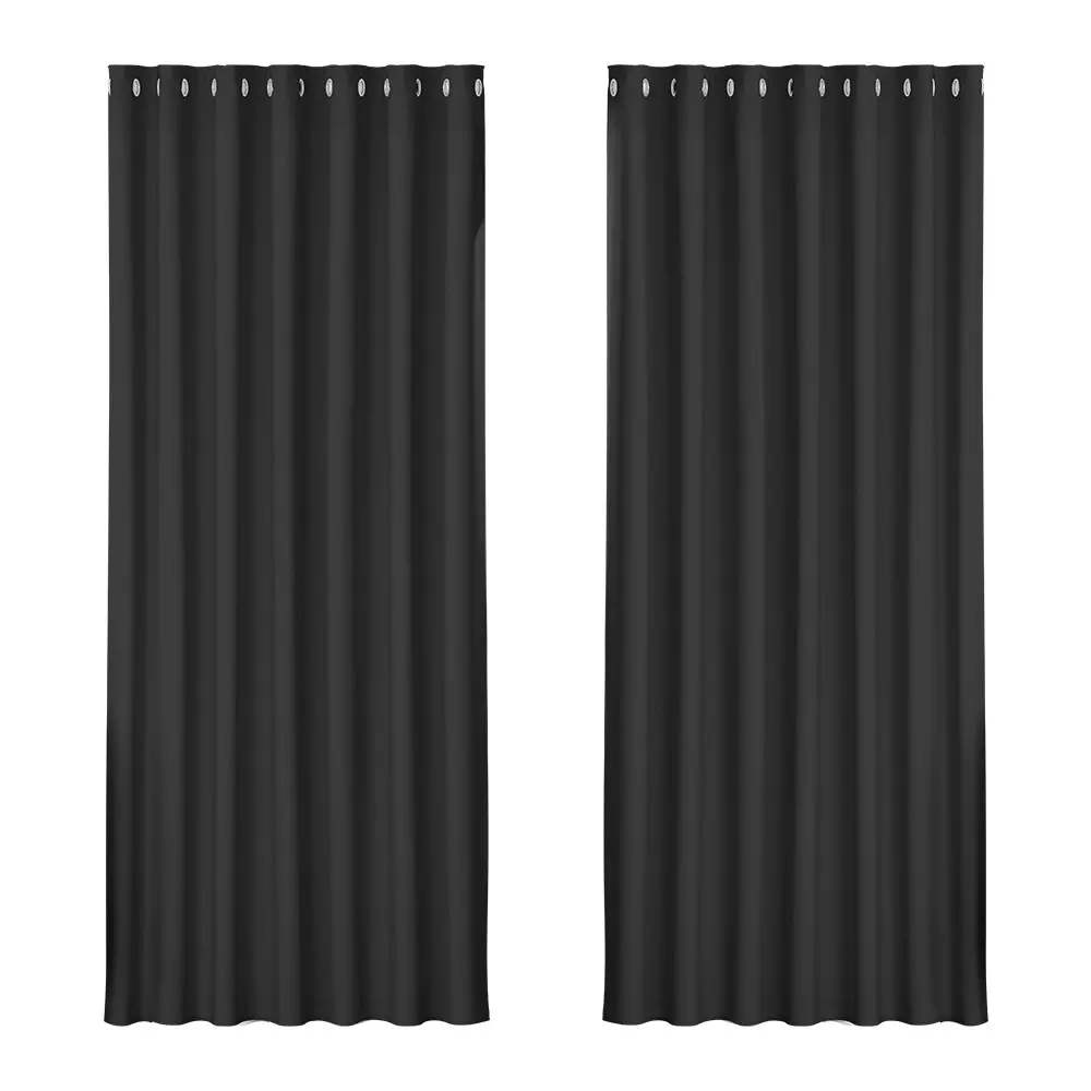 Artiss 2X Blockout Curtains Eyelet 240x230cm Black