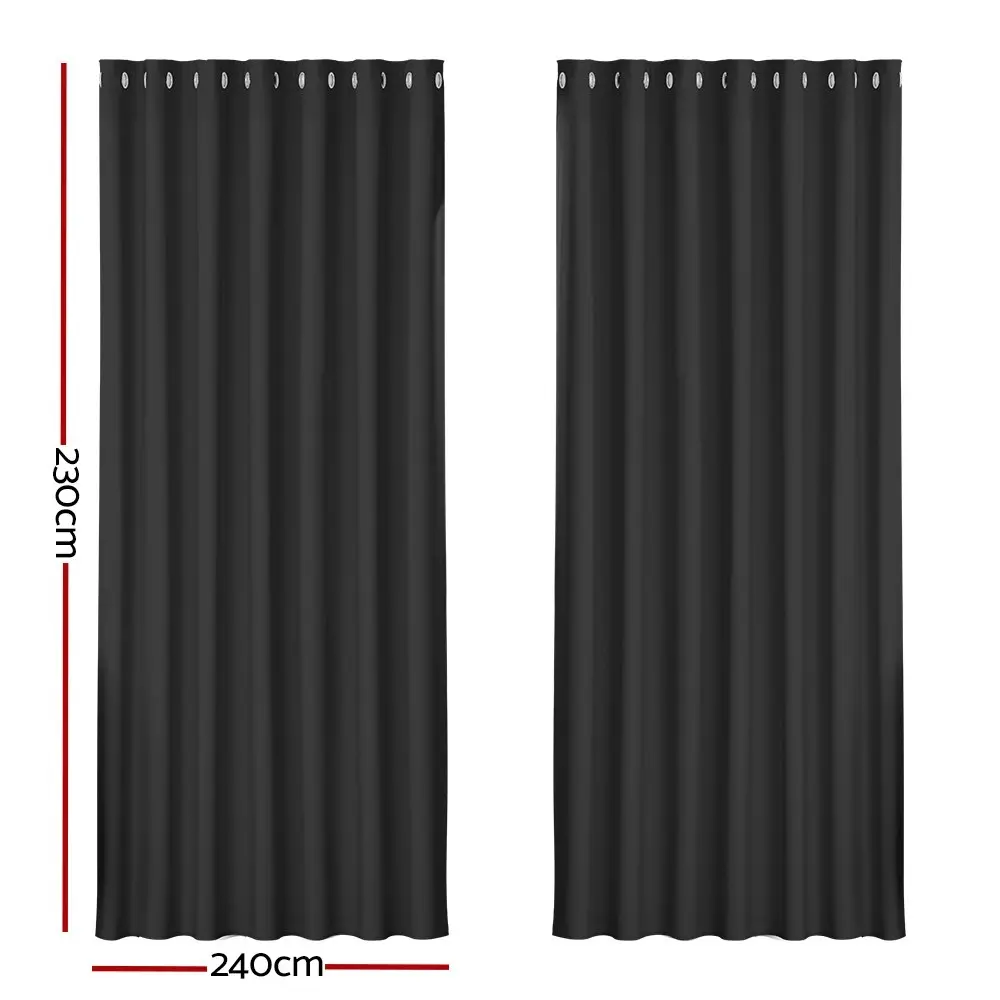 Artiss 2X Blockout Curtains Eyelet 240x230cm Black