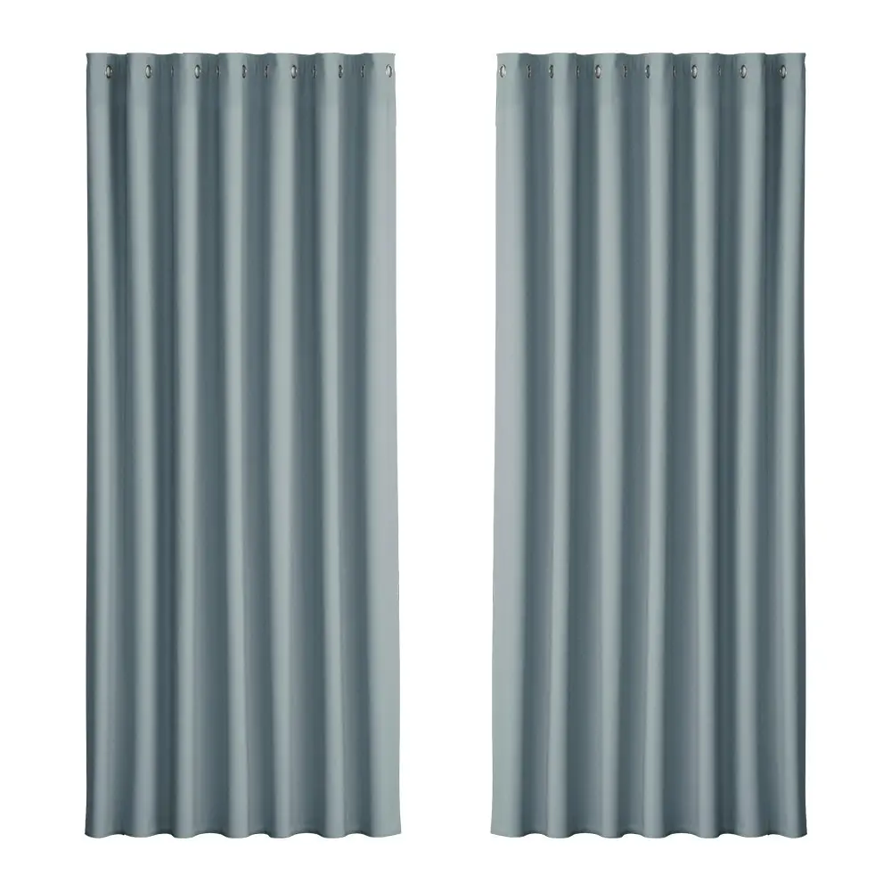 Artiss 2X Blockout Curtains Eyelet 240x230cm Grey