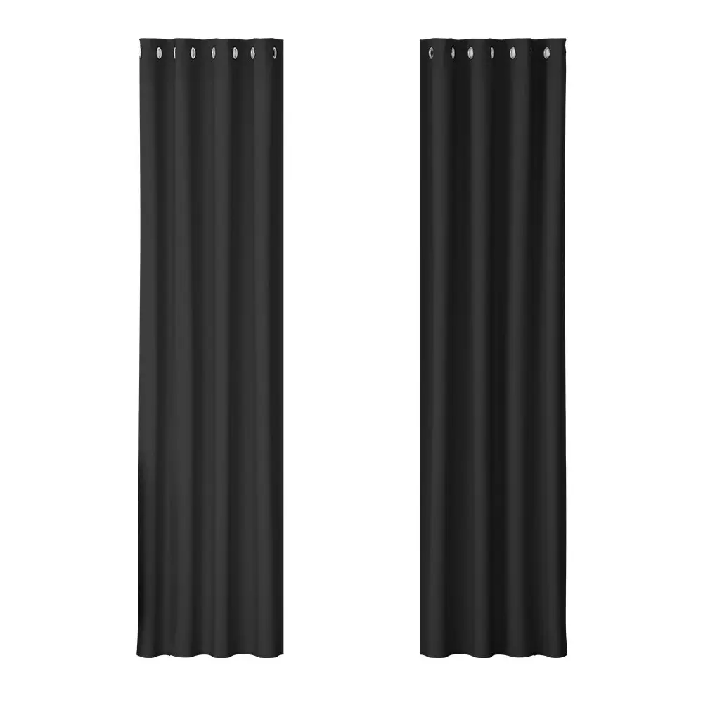 Artiss 2X Blockout Curtains Eyelet 140x230cm Black