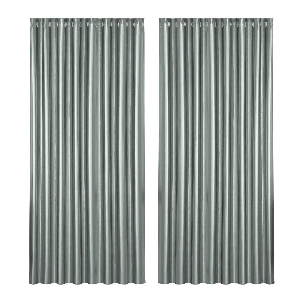 Artiss 2X Blockout Curtains Eyelet 300x230cm Grey Shine