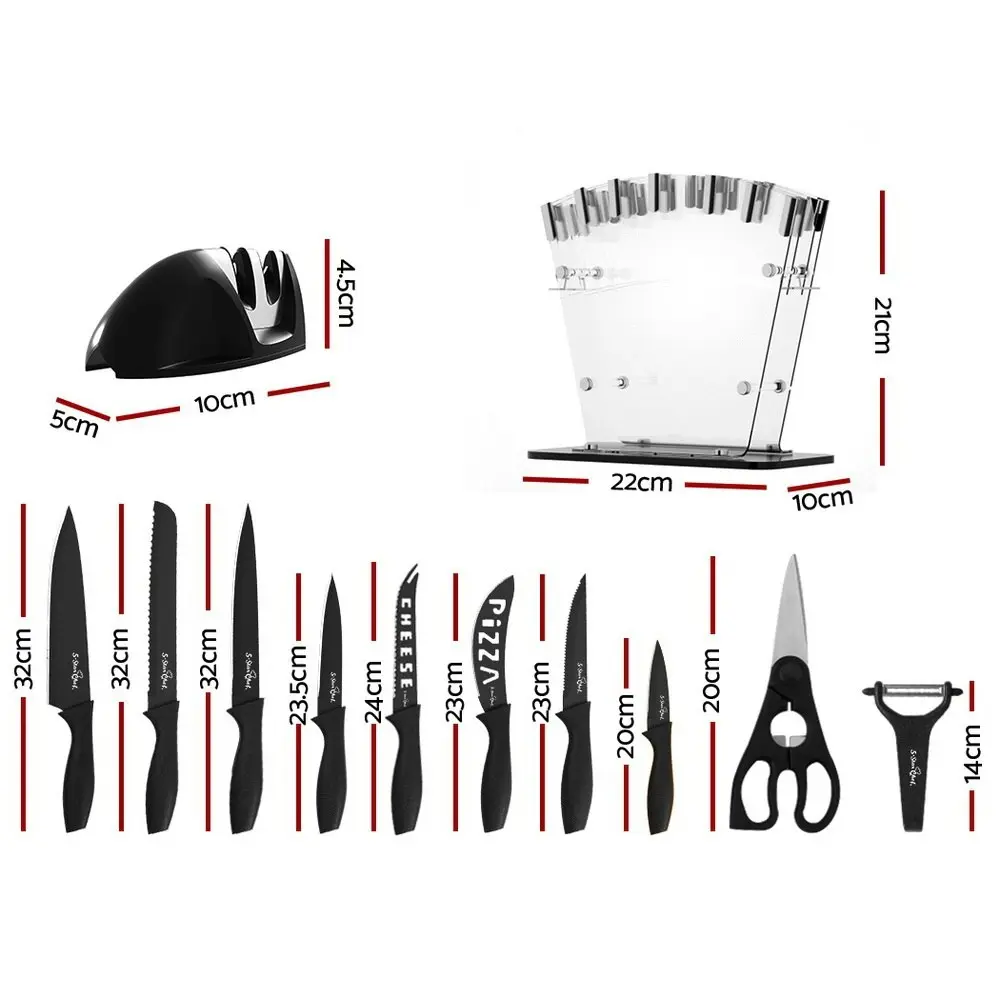 5-Star Chef 17PCS Kitchen Knife Set  w/ Block Stainless Steel Nonstick Sharpener