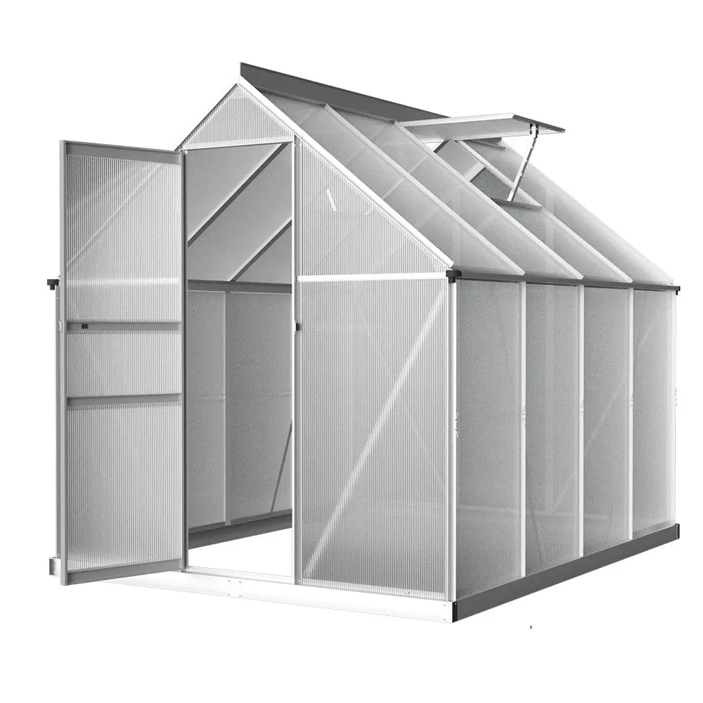 Greenfingers Greenhouse 2.42x1.9x1.95M Aluminium Polycarbonate Green House Garden Shed