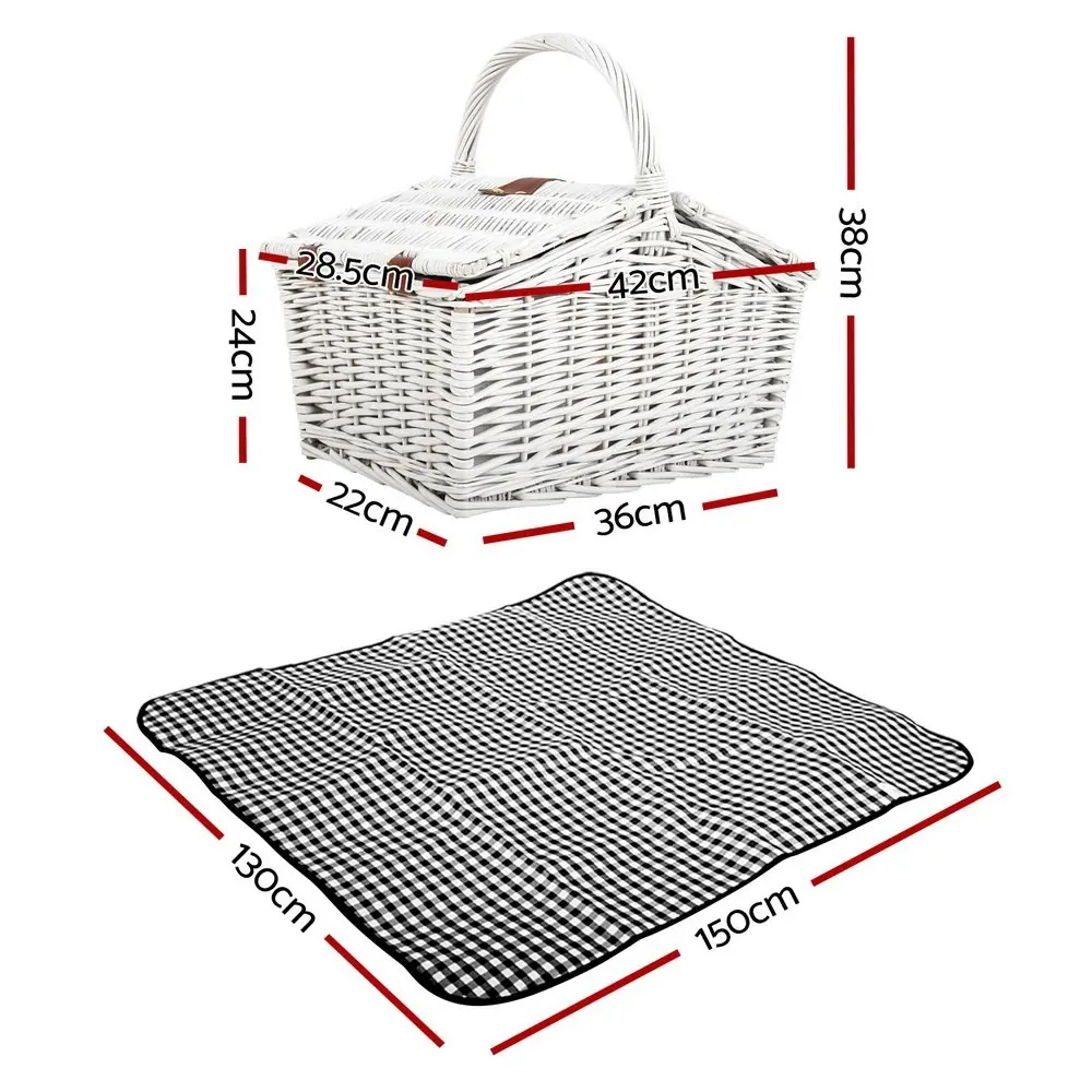 Alfresco 2 Person Picnic Basket Set Insulated Blanket Bag