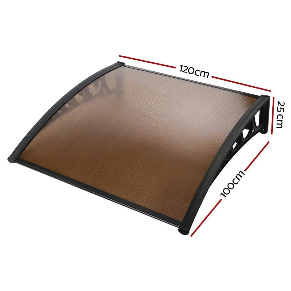 Instahut Window Door Awning? 1mx1.2m Brown Hollow Sheet Plastic Frame